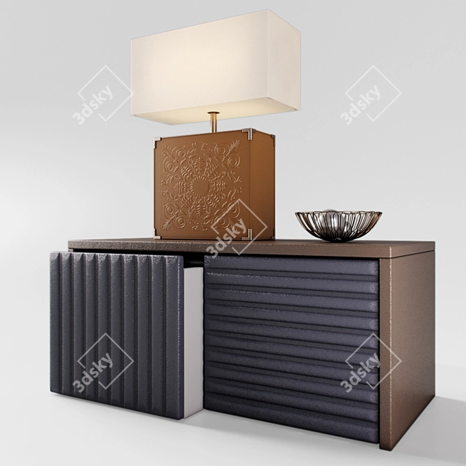 Elegant Lighting and Storage Set with Alex Lamp and Boston Sideboard 3D model image 1