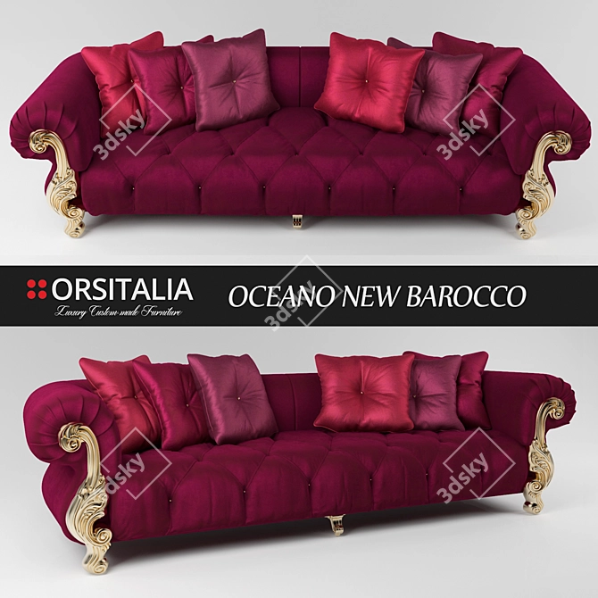 Luxury Baroque Sofa: Oceano's Handcrafted Elegance 3D model image 1