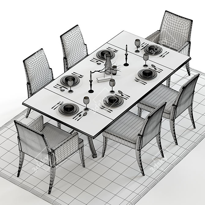 Elegant Baker Vienna Table Set 3D model image 3