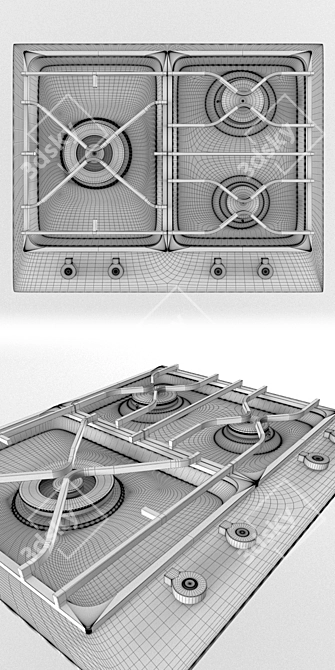 Bertazzoni PM60 3-Burner Gas Cooktop 3D model image 3