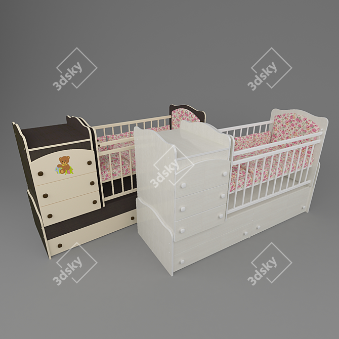 Convertible Baby Crib with Swings 3D model image 1