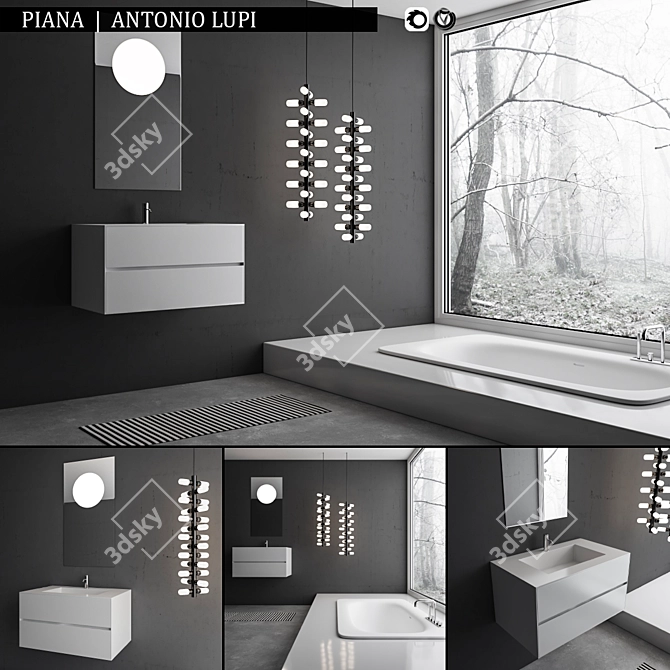 Modern Bathroom Furniture Set Piana 3D model image 1