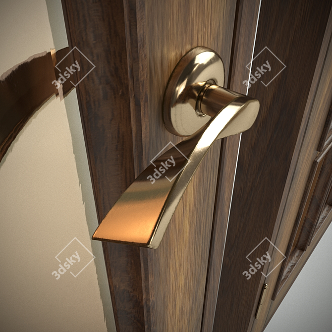 Elegant Wooden Doors with Glass 3D model image 2