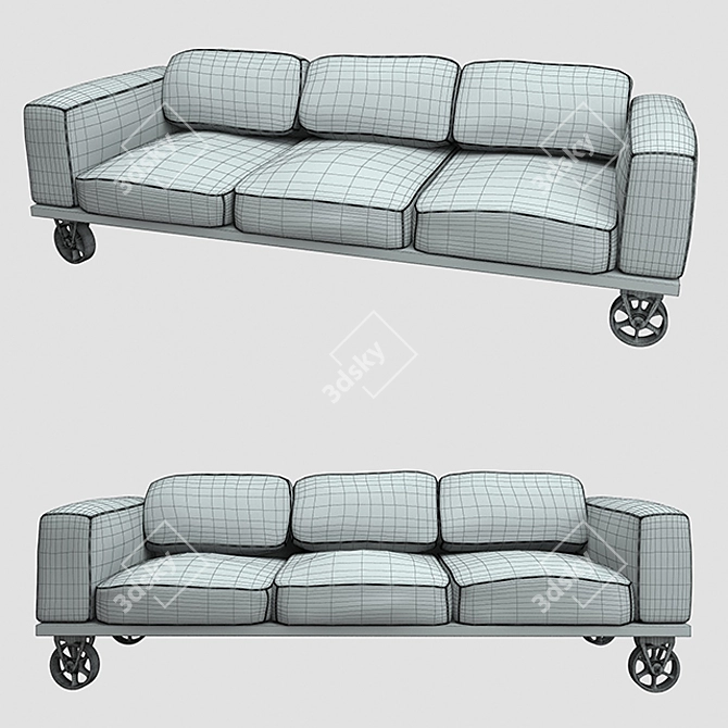 Loft Jeans Triple Sofa 3D model image 2