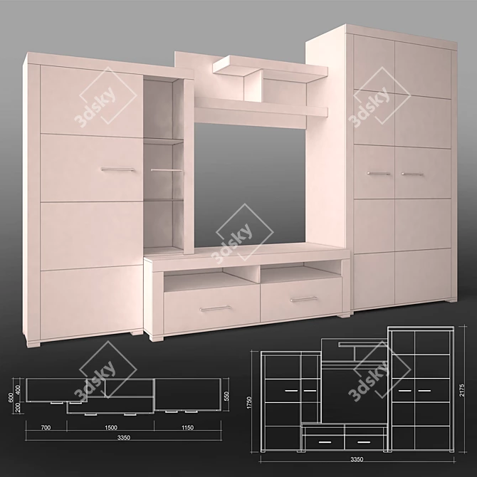  Realistic Cabinet-Wall 3D model image 2