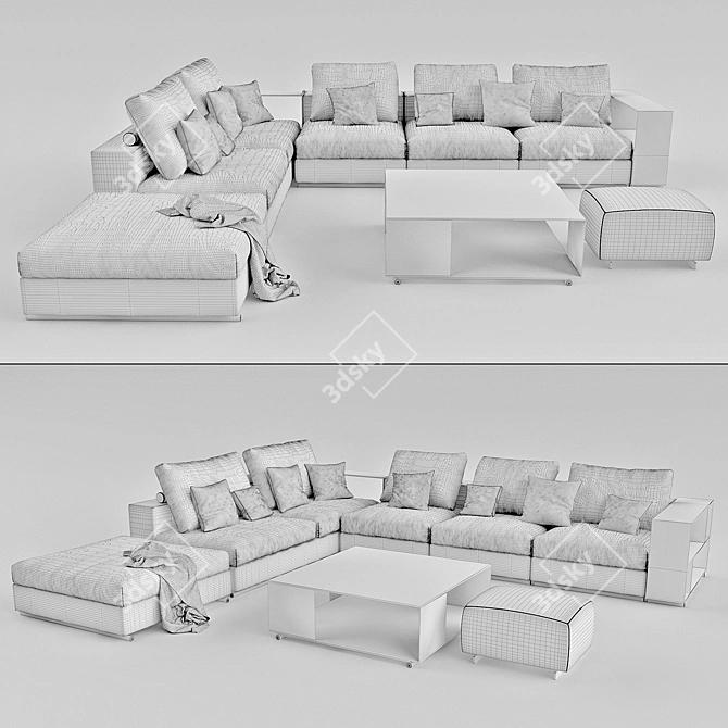 Modular Sofa FLEXFORM Groundpiece Set 3D model image 3