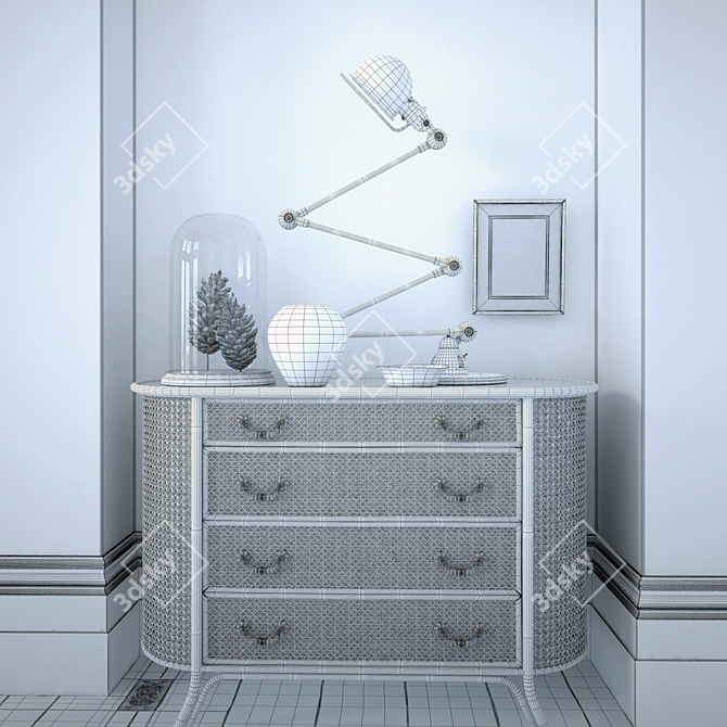  Rustic Rattan Chest Drawers 3D model image 2