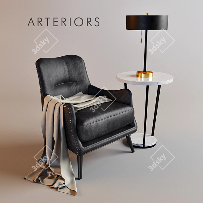 Arteriors Seger Velvet Chair 3D model image 1