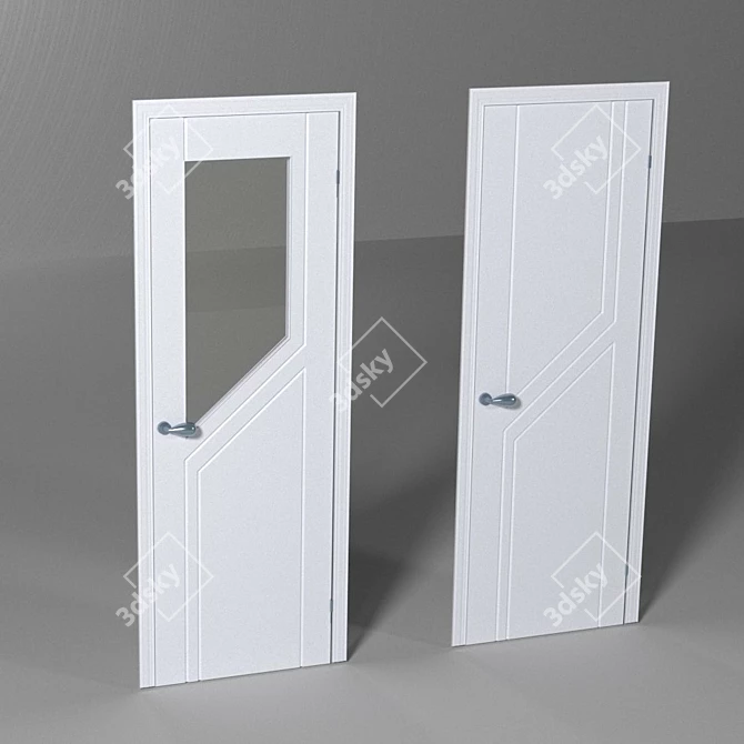 Elegant Ivory Door: Glass & Solid 3D model image 1