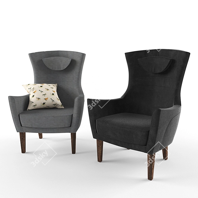 Stylish Stockholm High-Back Armchair 3D model image 1