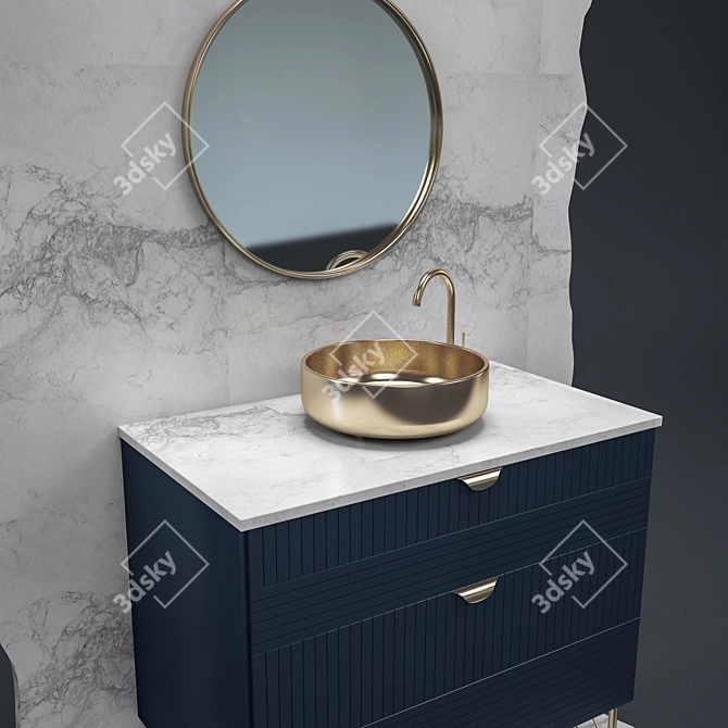  Night Blue PVC Granite Bathroom Sink 3D model image 3