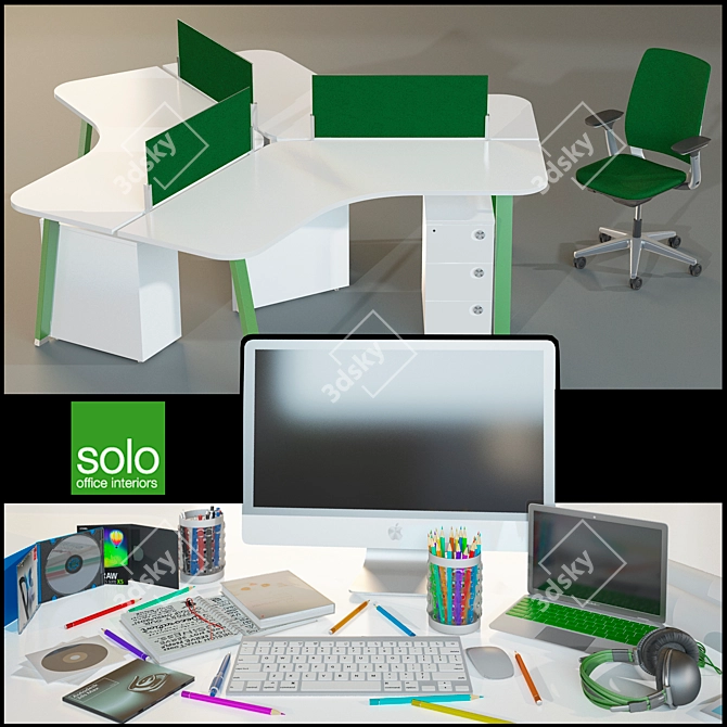 Sleek Office Ensemble: Solo+Decor 3D model image 1