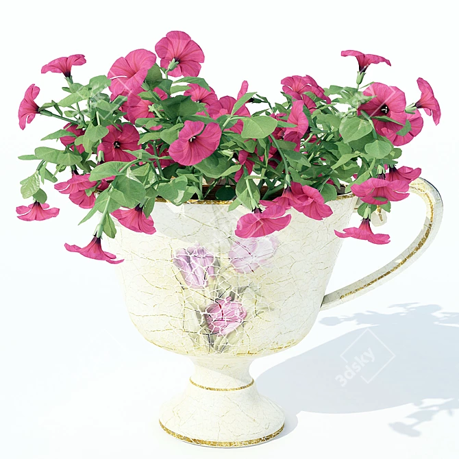 Petunia Tea Cup 3D model image 1