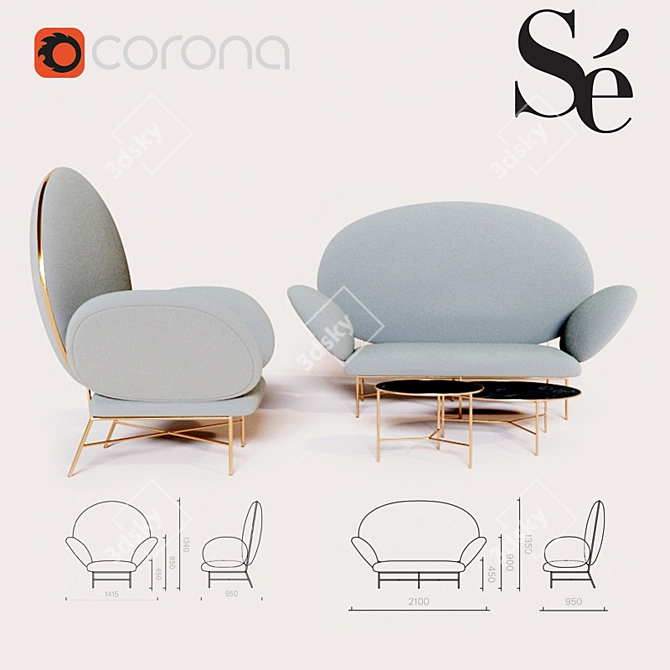 Elegant Stay Sofa: Invitation to Sit 3D model image 1