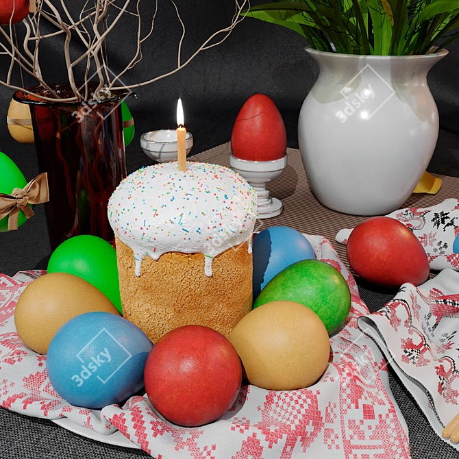 Easter Bliss Cake Set 3D model image 2