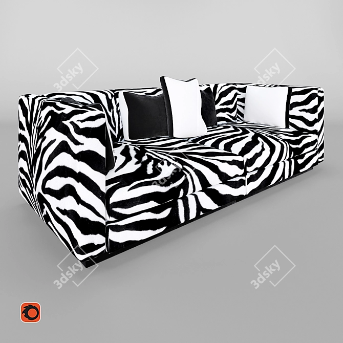 Zebra Print Sofa 3D model image 1