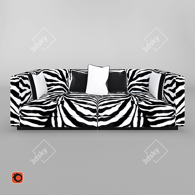 Zebra Print Sofa 3D model image 2