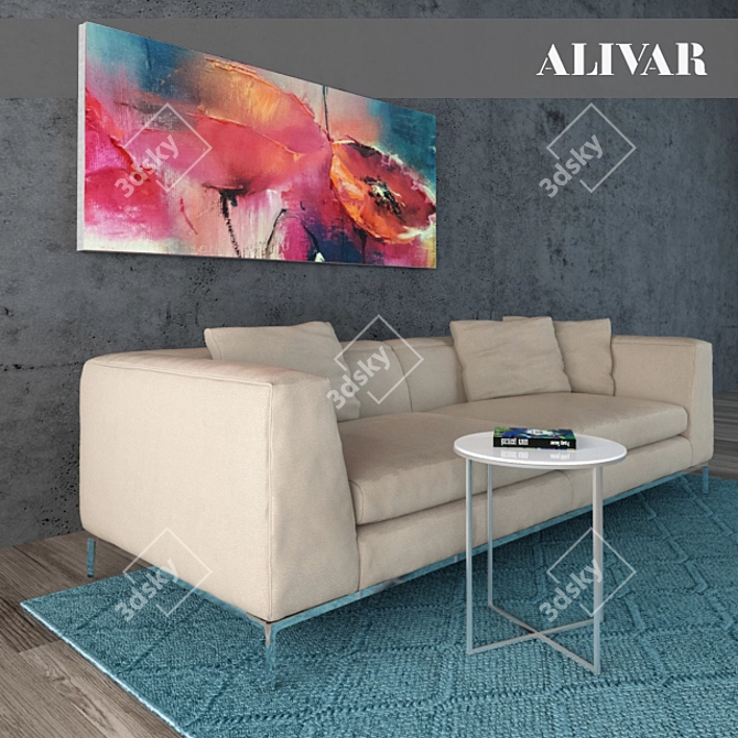 Elegant ALIVAR Cloud Sofa Set 3D model image 2