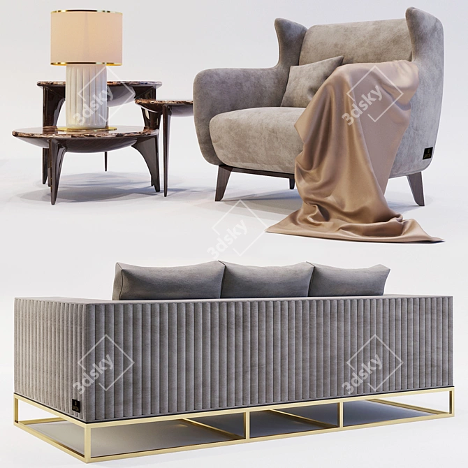 Elegant Daytona Living Set 3D model image 2