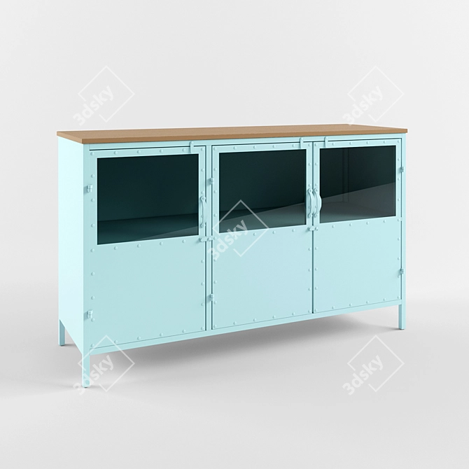 BLOOM Blue Metal Glass Buffet 3D model image 1