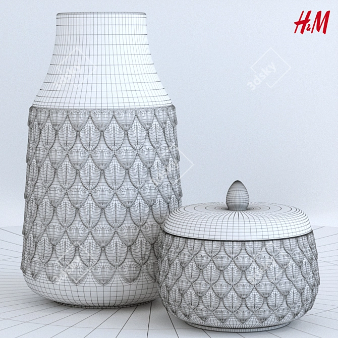 Textured Stoneware Vase: Elegant & Tall 3D model image 3