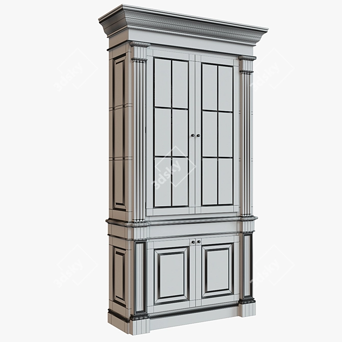 Modular Built-in Wardrobe: 1300mm Closet, Pilasters, Cornice - Book 3D model image 2