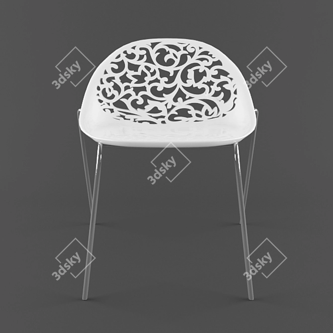 Elegant Steel Chair 3D model image 2