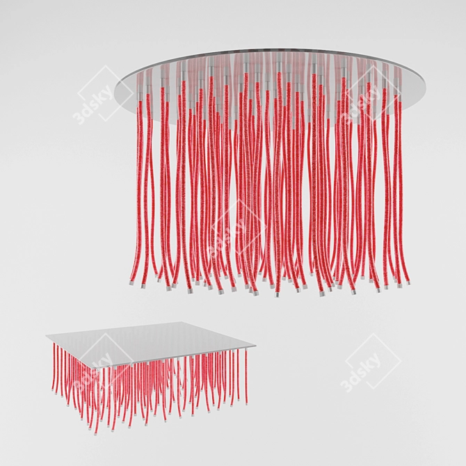 Modern Glass-Top Tables with Red Ropes 3D model image 1