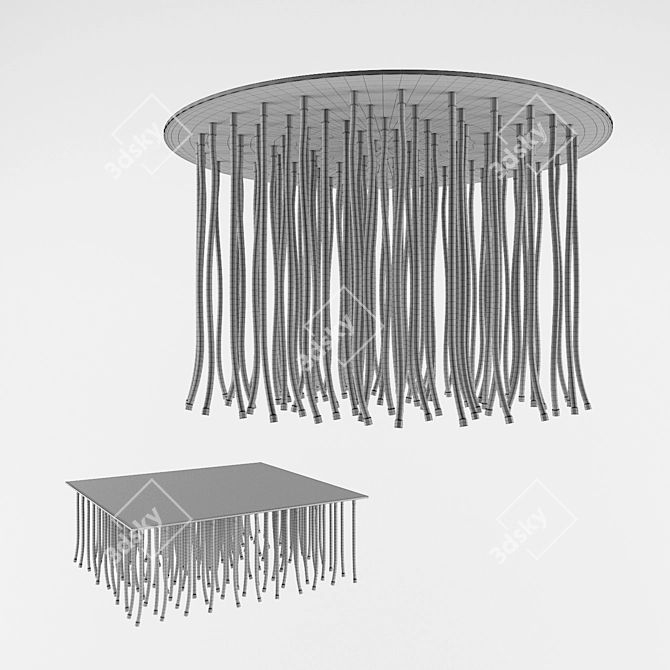 Modern Glass-Top Tables with Red Ropes 3D model image 3