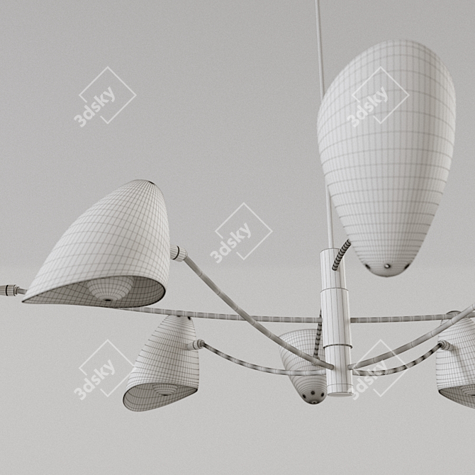 Sleek Aluminum Bullet Chandelier 3D model image 3