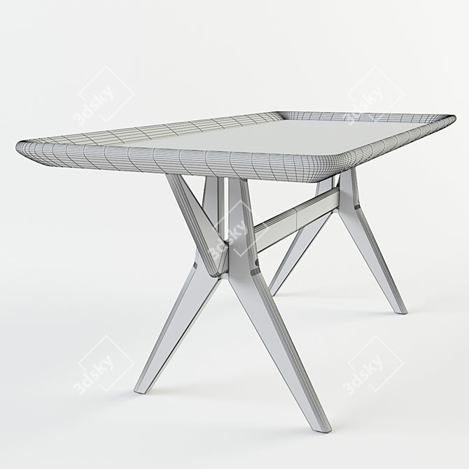 Cosmo Art Deco Coffee Table: Sleek Design-Translucent Glass & American Walnut 3D model image 3
