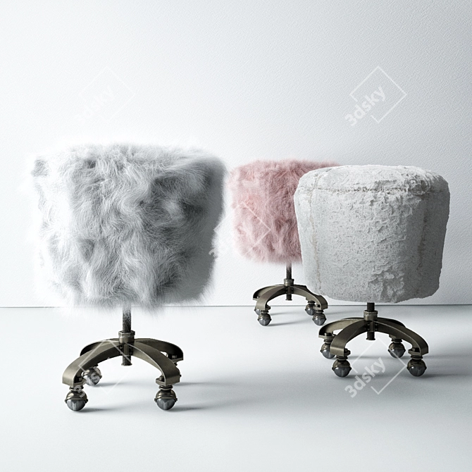 Cozy Faux Fur Stool by RELOFT 3D model image 1