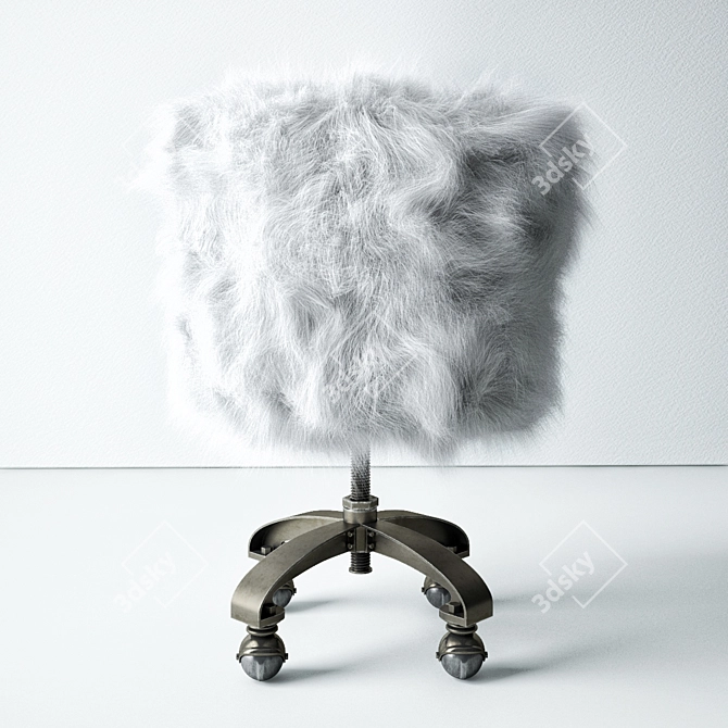 Cozy Faux Fur Stool by RELOFT 3D model image 2