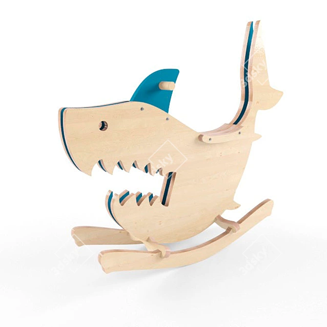 Playful Shark Kids Rocker 3D model image 1