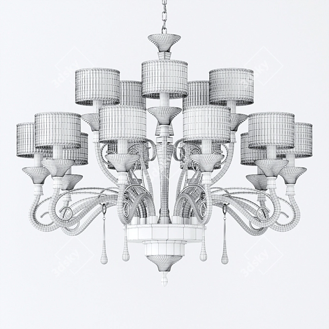 Jago Royal NCS 437 Arg - Elegant 15-Light Ceiling Fixture 3D model image 2