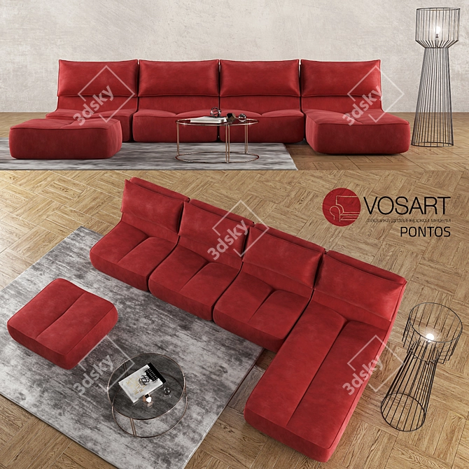 VOSART PONTOS: Stylish 3-Seater Sofa 3D model image 1