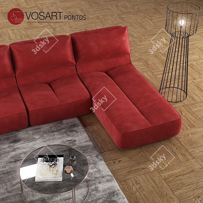 VOSART PONTOS: Stylish 3-Seater Sofa 3D model image 2