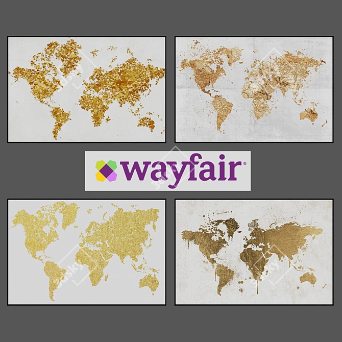 World Map Canvas Art 3D model image 1