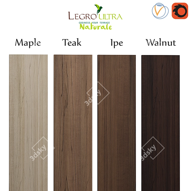 Legro Ultra Natural Slip Decking - Premium Outdoor Flooring 3D model image 1