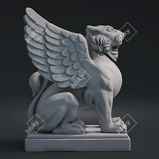 Replica Winged Lion Statue: Exquisite Eichholtz Collectible 3D model image 1