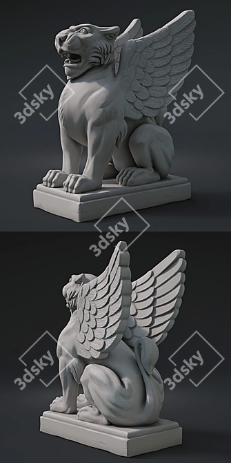 Replica Winged Lion Statue: Exquisite Eichholtz Collectible 3D model image 2