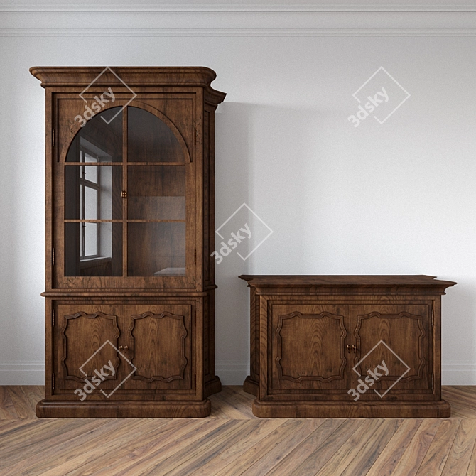 Natural Wood Furniture Set 3D model image 1