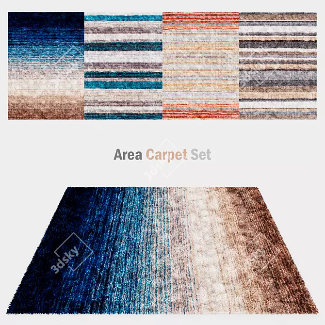 Luxurious Long Pile Carpets | Area Rug Set 3D model image 1