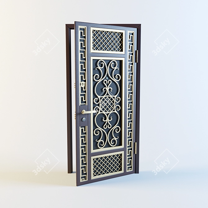 Modern Metal Entrance Door - "Uzkovka 3D model image 1