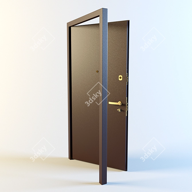 Modern Metal Entrance Door - "Uzkovka 3D model image 2