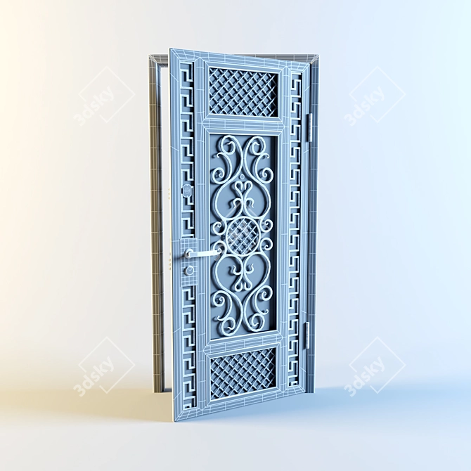 Modern Metal Entrance Door - "Uzkovka 3D model image 3