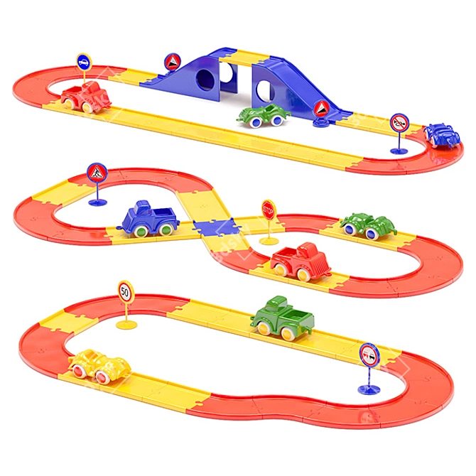 3D Toy Road with Textures 3D model image 1