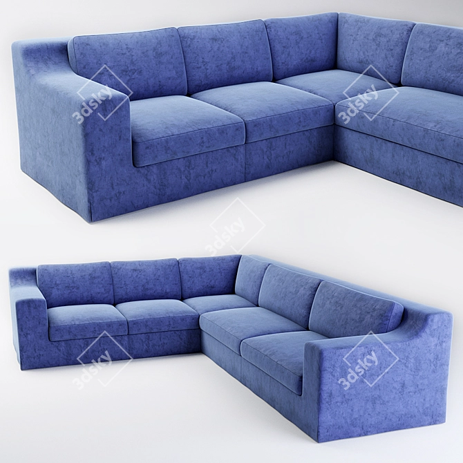 Modern Blue Corner Sofa 3D model image 1