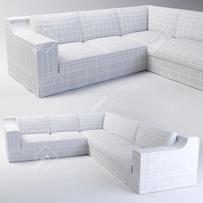 Modern Blue Corner Sofa 3D model image 2