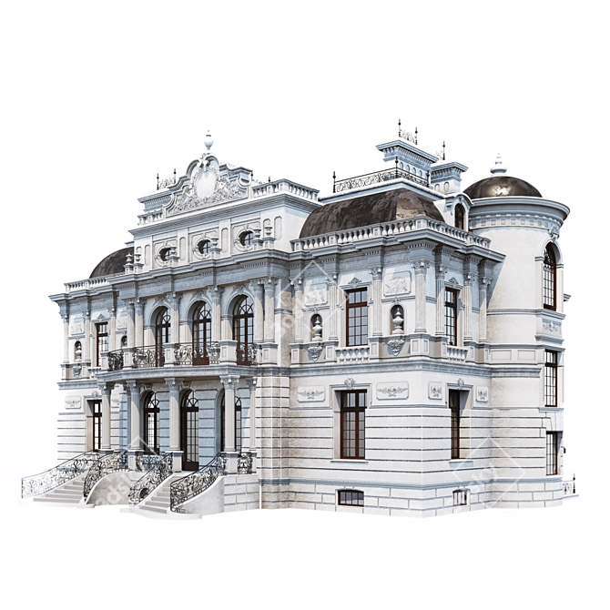 Elegant Heritage Facade 3D model image 1